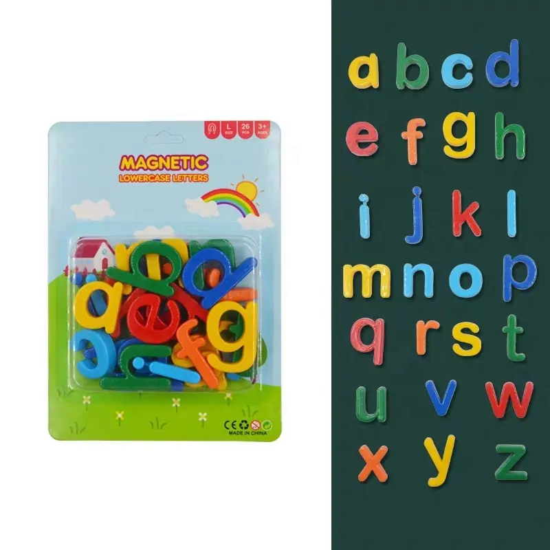 Renkli noel özelleştirilmiş plastik ABC manyetik alfabe çocuk oyuncakları