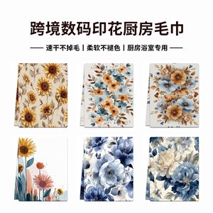 Paños de cocina, paños para platos, manteles, paños decorativos para el hogar con impresión digital transfronteriza, estampados florales - Product Image 5
