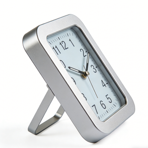 Horloge de table minimaliste usinée CNC par électroérosion – Acier inoxydable brossé certifié ISO9001 / Décoration de table élégante noire - Product Image 4