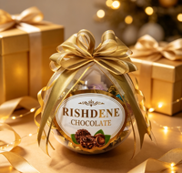 Caja de Regalo de Chocolate Esférica Transparente Envuelta en Cinta Dorada RISHDENE, Envoltorio Mixto para Dulces de Chocolate con Nueces para Recuerdos de Boda