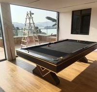 Table de billard professionnelle personnalisée de 7 pieds avec plateau en ardoise et pieds en V, cadre en bois massif, pour club et bar