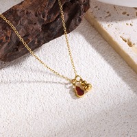 Collier traditionnel plaqué or avec pendentif gourde rouge pour femme, idéal pour le quotidien, ornements féminins haut de gamme, vente en gros TGXL14668