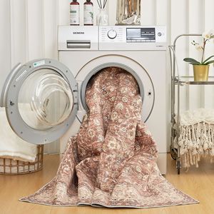 Tapis d'intérieur en velours cristal <span class=keywords><strong>lourd</strong></span>, lavable, facile à nettoyer, résistant à l'usure, antidérapant, avec motif abstrait pour salon - Product Image 6