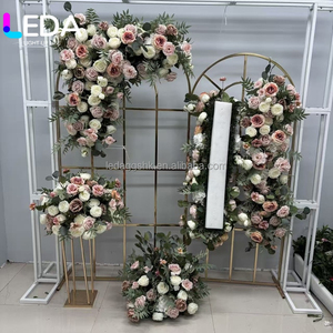 LEDA Wedding <b>Table</b> Flower Arrangement Green <b>White</b> Rose Hydrangeas Flower Garland <b>Table</b> Centerpiece Flower <b>Runner</b> - Product Image 2