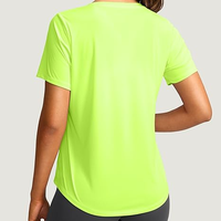 Atasan Yoga Wanita Ringan, Bernapas, Bolak-Balik, Tanpa Jahitan, Custom, Regular Fit, untuk Pilates, Lari, Fitness, Elastis, Cepat Kering