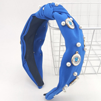 Serre-têtes en tissu et plastique de 6,5 cm de large avec perles et œil porte-bonheur, accessoires de coiffure scintillants pour Halloween, fêtes et cosplay