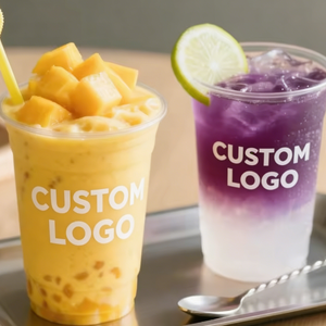 Vasos de Plástico PP de 16oz, 18oz y 20oz con Tapas para Beber, 90mm de Diámetro, Base Redonda, para Jugos, Se Acepta Logotipo Personalizado - Product Image 4