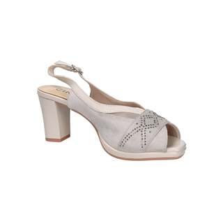 Sandalo con Tacco Cinzia Soft da Donna CI1041 in Camoscio Grigio con Dettagli in Strass - Product Image 5