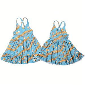 CD6-1 Producción Rápida Personalizada en 3-7 Días, Vestido con Estampado Personalizado, Espalda Cruzada, Estilo Hawaiano, Poliéster/Algodón, Corte en A - Product Image 1