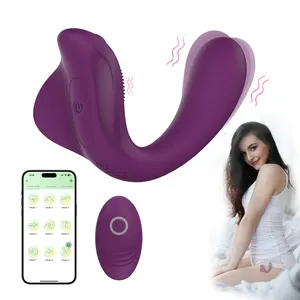 APP pengendali jarak jauh dapat dipakai Vibrator klitoris G Spot tidak terlihat kupu-kupu Panty Vibrator isi ulang mainan seks dewasa untuk wanita