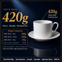 Mug à expresso personnalisé en porcelaine fine, 8oz 9.5oz, paroi épaisse, 420g, logo personnalisé, certifié FDA, en stock