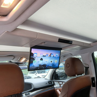 Moniteur TV de voiture 15,6 pouces IPS Full HD Android 13 8 cœurs avec WiFi 4G intégré, écran tactile rabattable à ouverture automatique pour toit ouvrant panoramique