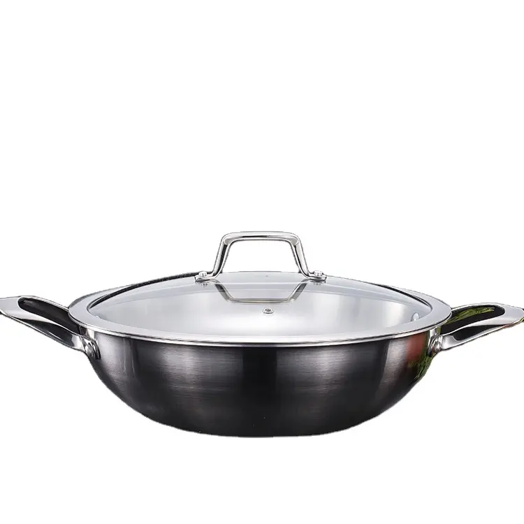 High quality Durable Cookware Tri-ply Stainless Steel Traditional Wok