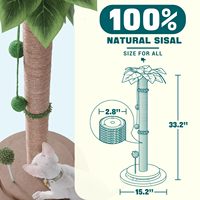 Arbre à chat en bois avec griffoir, arbre à grimper pour chat, coussin à griffer, coupe-griffes, soulagement des démangeaisons, style cocotier, arbre à chat durable en sisal