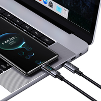 Kabel Charger USAMS SJ671 Bahan Aluminium Alloy, Display USB Type-C ke Type-C 100W, Kabel Data Cepat, Kabel Pengisi Daya Ponsel untuk iPhone
