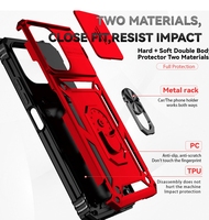 Funda de Lujo Antigolpes con Anillo y Ventana Deslizable para Xiaomi Redmi 12 10 9A Poco X3 X4 9C 10A A1 K50