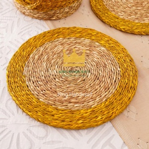 Set de table rond en jacinthe d'eau tressée à la main, prix abordable, pour salle à manger, décoration de ferme et maison - Product Image 3