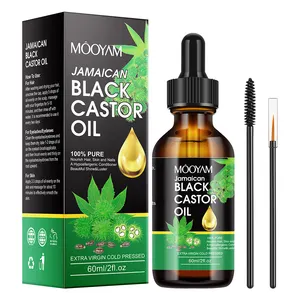 Aceite esencial de ricino negro jamaicano puro de 60Ml, aceite para fortalecer el cabello del cuero cabelludo, biotina infundida y estimula el crecimiento del cabello