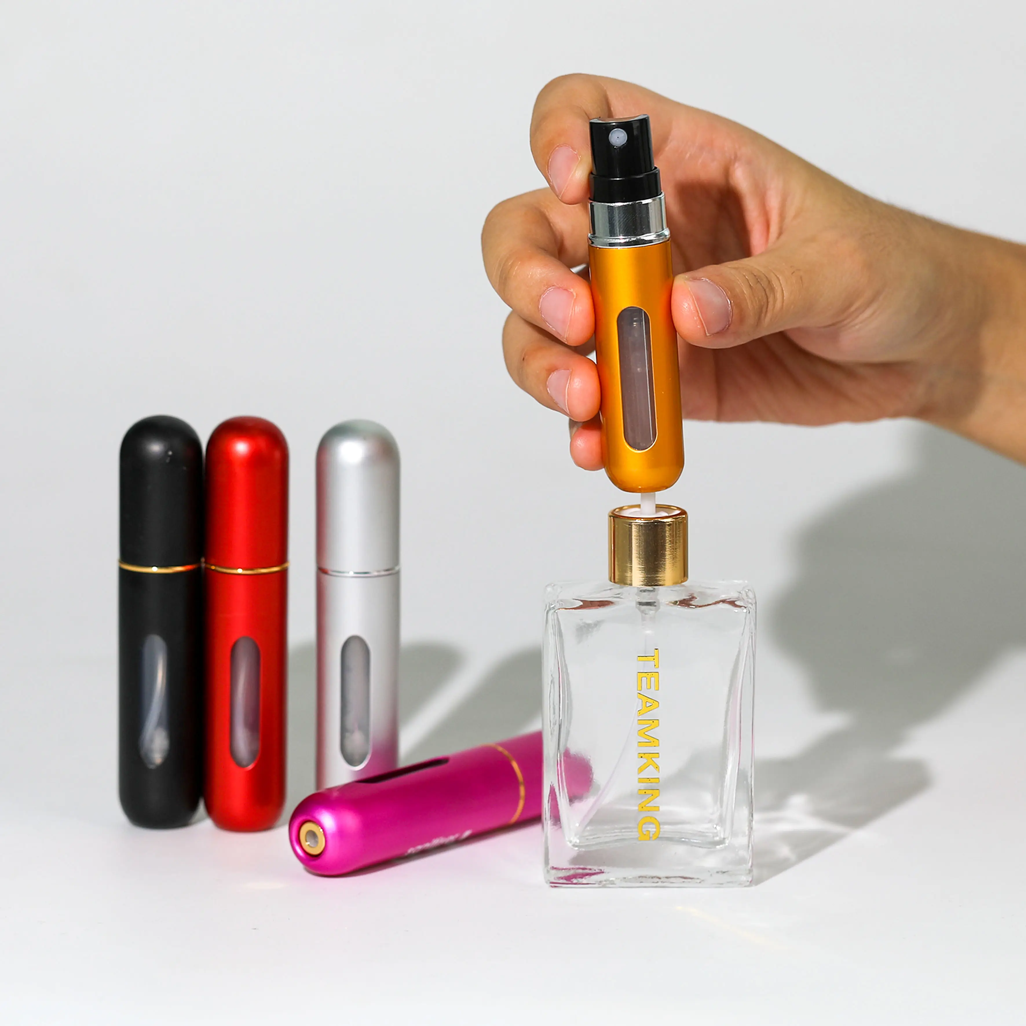 Hot Sale 5Ml Mini Portable Aluminum Refillable Perfume Bottle With Atomizer Colorful Perfume With Sprayer