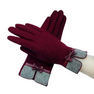新款时尚流行定制指套手套适合户外成人保暖冬季羊绒羊毛手套女式针织
