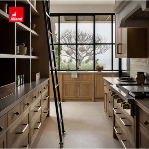 Armoires de cuisine Alland Wabi Sabi en chêne clair, design en arc en bois avec comptoir en quartz et vitrine en <span class=keywords><strong>verre</strong></span> - Product Image 2