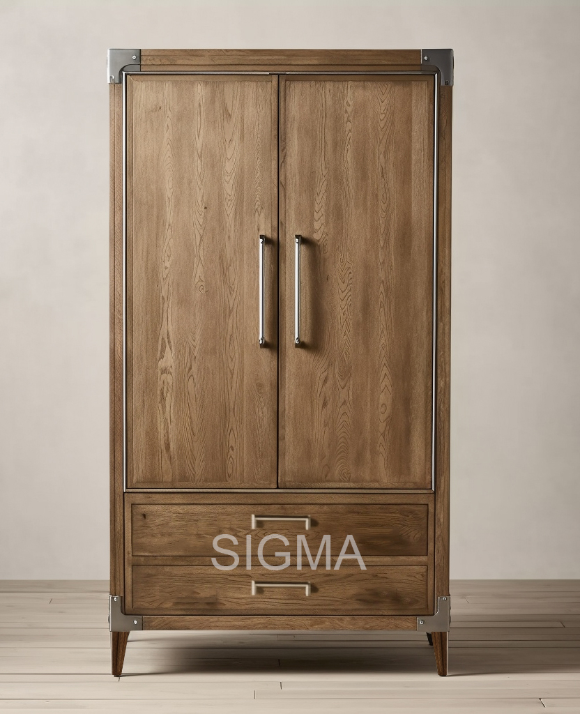 High-end luxury vintage Solid Wood Armoire Home Furniture Bedroom Set modern bedslit wardrobe armoire With 2 Drawers