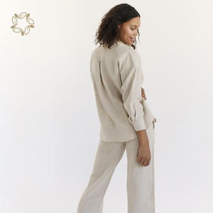 Camicie sostenibili per le donne camicie di <span class=keywords><strong>lino</strong></span> biologico logo personalizzato Eco Friendly camicette da <span class=keywords><strong>donna</strong></span> camicie vestiti da <span class=keywords><strong>donna</strong></span> - Product Image 6