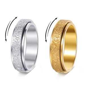 Anillo De Acero Inoxidable Frosted Stainless Steel Moon and Star Fidget <b>Rings</b> for Men Anti <b>Stress</b> and Anxiety Rotating Anillos - Product Image 1