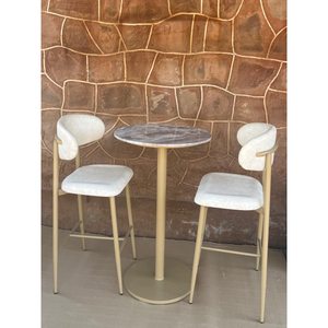 Juego de Mesa de Café Moderno con Tapa de Mármol, Base de Pedestal Metálico, Muebles de Barra para Comedor, Sillas Tapizadas, Diseño Contemporáneo - Product Image 1