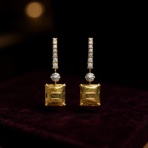 Orecchini Pendenti Piegern in Oro Massiccio 18K con Diamanti Taglio Brillante Rotondo, Gioielli di Lusso Geometrici da Sposa per Donna - Product Image 2