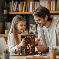 Kit de construction de maison miniature DIY, kit de coin lecture, puzzle 3D en bois, maison de poupée, maison miniature en bois fantastique, serre-livres