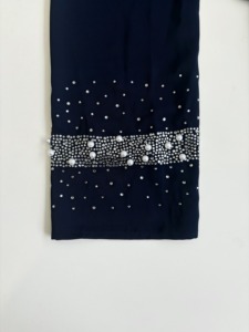 Magnifique ensemble abaya orné de diamants et de perles avec foulard en mousseline, tenue traditionnelle modeste à manches longues pour le Ramadan - Product Image 6