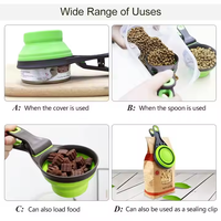 Cuillère doseuse multifonctionnelle pour nourriture de chat et de chien, bol de voyage pour l'extérieur portable 2 en 1, bol pliant pour chien avec clip