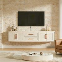 Meuble TV flottant en bois personnalisé BALOM avec LED et rangement pour petits appartements, meuble TV moderne pour salon/salle à manger