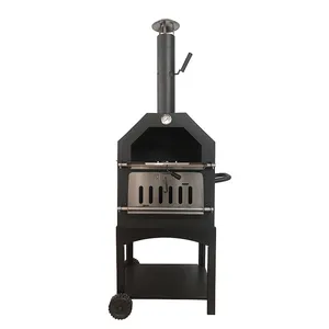 Clearance Stainless Steel Smoker Trolley Folding Baking Oven 400 Degrees Wood Fire Pizza Oven For Commercial