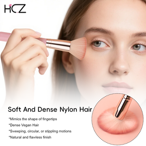 Hechunzi Biểu Tượng Tùy Chỉnh Gỗ Màu Hồng Xử Lý Chuyên Nghiệp Trang Điểm Bàn Chải Thiết Lập Kem Che Khuyết Điểm Phẳng Pha Trộn Đa Năng Tạo nên Bàn Chải Thiết Lập - Product Image 5
