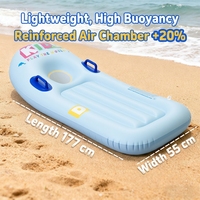 Bravo - Lit flottant rectangulaire gonflable pour enfants en PVC pliable avec poignées - 55 cm x 177 cm - Planche de surf pour enfants pour piscine et plage