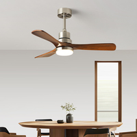 Noyer 42/52 pouces LED ventilateurs de plafond intelligents conformes à la télécommande en bois moteur ca/cc 3 pour lustre décoratif de chambre à coucher