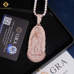 Joyería ZUANFA, Colgante de la Virgen María en Oro Rosa con Incrustaciones de Moissanita, Amuleto Religioso para Catolicismo, Joyería Unisex - Product Image 5