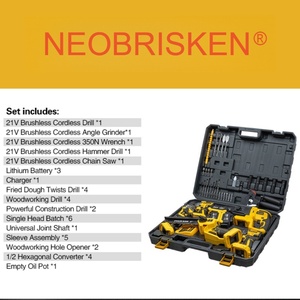 NEOBRISKEN 5-in-1 Cordless Power Tool <b>Set</b> Brushless Lithium Battery Hard Case Includes Drill Angle Hammer-OEM N738 NEOBRISKEN Co - Product Image 6