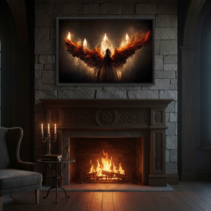 Elegant Gothic Wings Printed Canvas Artwork - Gothic Home Decor,<b>BLACK</b> <b>FRAMED</b> CANVAS - Product Image 3