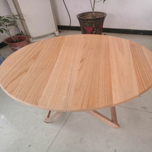 Solid Wood Round <b>Folding</b> Tabletop Trestle Base <b>Outdoor</b> Use Customizable Size Shandong Made - Product Image 1