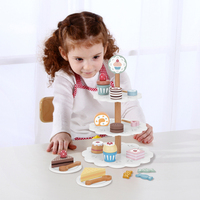 Itchen-juego de cocina de postre de caramelo, torre de juguete de macarrón de la tarde, mesa de aperitivos de doble capa, simulación de Pastel de galletas