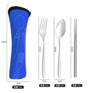 Juego de Cubiertos de Viaje con Caja de Almacenamiento, Cubiertos de Acero Inoxidable para Exteriores, Tenedor, Cuchara, Palillos para Fiestas - Product Image 4