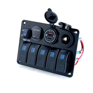 Panneau de commutation combiné 5+4 avec prise en forme de bateau bleue, allume-cigare et jauge pour la mise à niveau et la rénovation automobile - Product Image 2