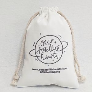 Blue <b>Small</b> Canvas Cotton <b>Drawstring</b> <b>Bag</b> Personalized Screen Printing Washable <b>Drawstring</b> Pouch School Gift Cotton <b>Bag</b> - Product Image 2