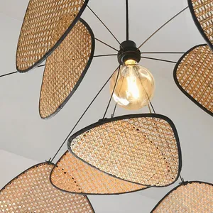 Lampe décorative rustique en bois cuisine bambou tissé abat-jour rotin abat-jour pendentif lumière - Product Image 6