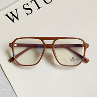 Lunettes anti-lumière bleue à double pont en métal, nouveau design, tendance, transparentes, rétro, pour femmes, monture optique à double pont, vente chaude