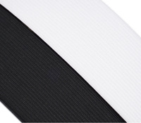 Bande élastique en polyester noir et blanc de 1 mm d'épaisseur, de haute qualité, en stock, pour la ceinture des vêtements et les accessoires textiles de maison