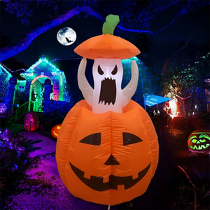Logo gonflable lumineux LED Citrouille d'Halloween Fantôme Drôle Décoration de jardin de fête en plein air Ornement Ambiance de vacances - Product Image 6